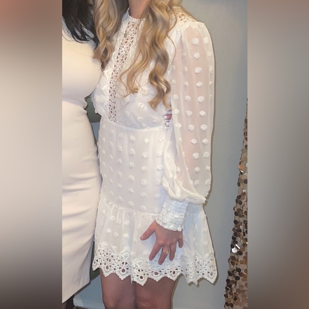 White polkadotted dress size small